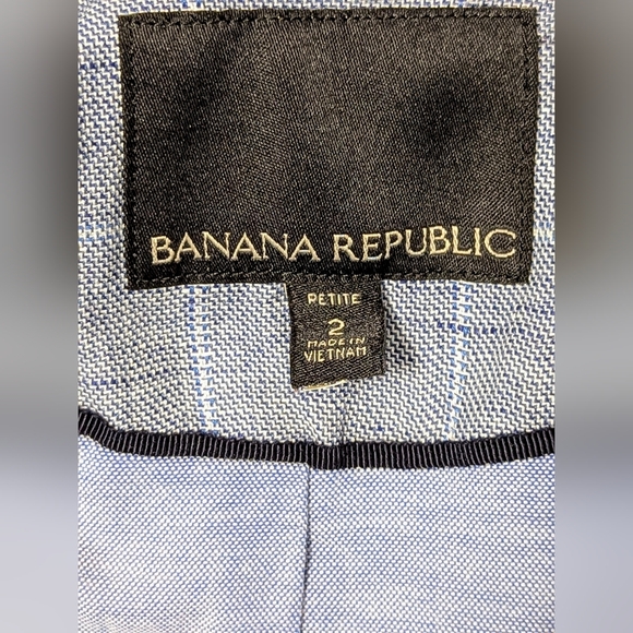 Banana Republic Linen Blend Plaid Blazer Size Petite 2 - Picture 7 of 11